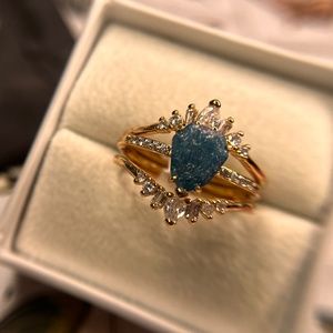 Bomb Party "All Summer Long" Lab Created London Blue Sapphire Ice Crystal + Rose